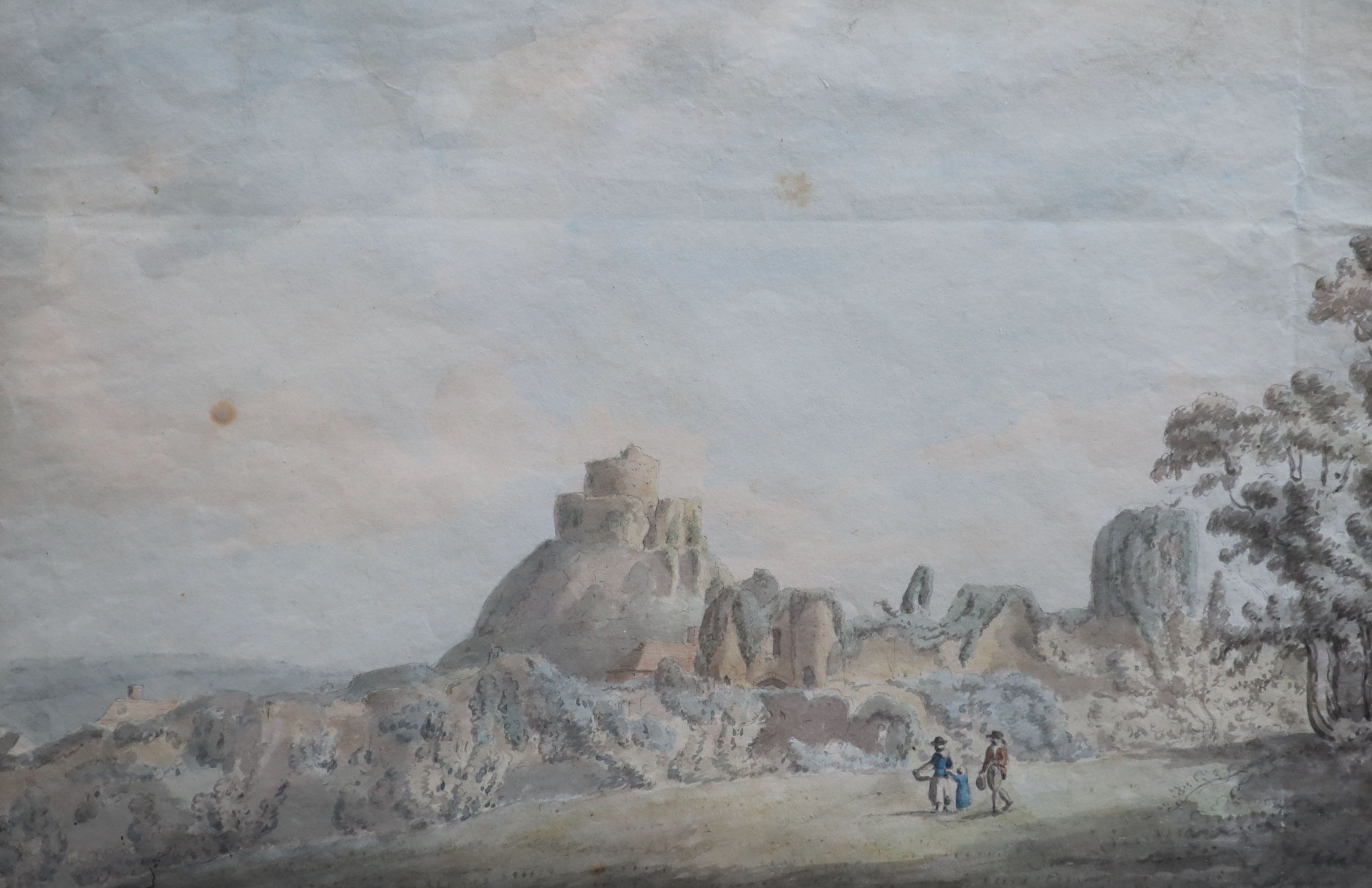 English School c.1800, Chepstow Castle: Berry Pomeroy Castle, Launceston Castle and Harewood Castle, Ink and watercolour (4), Largest 26 x 41cm.